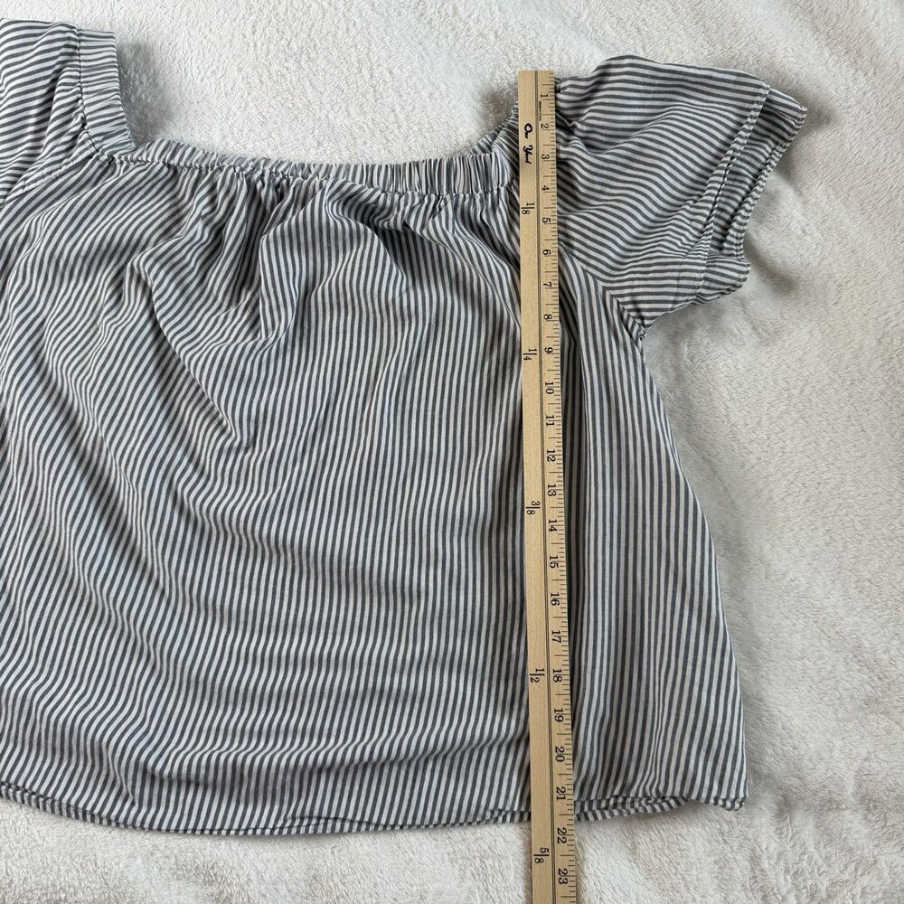 Old Navy Women's 1X Blue White Striped Off Shoulder Cotton Top Coastal Boho - Picture 13 of 15